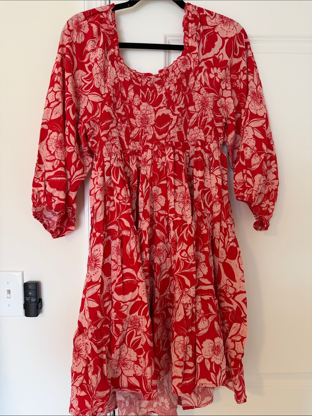 NWT torrid Red and White Floral Smocked Dress - Picture 4 of 5